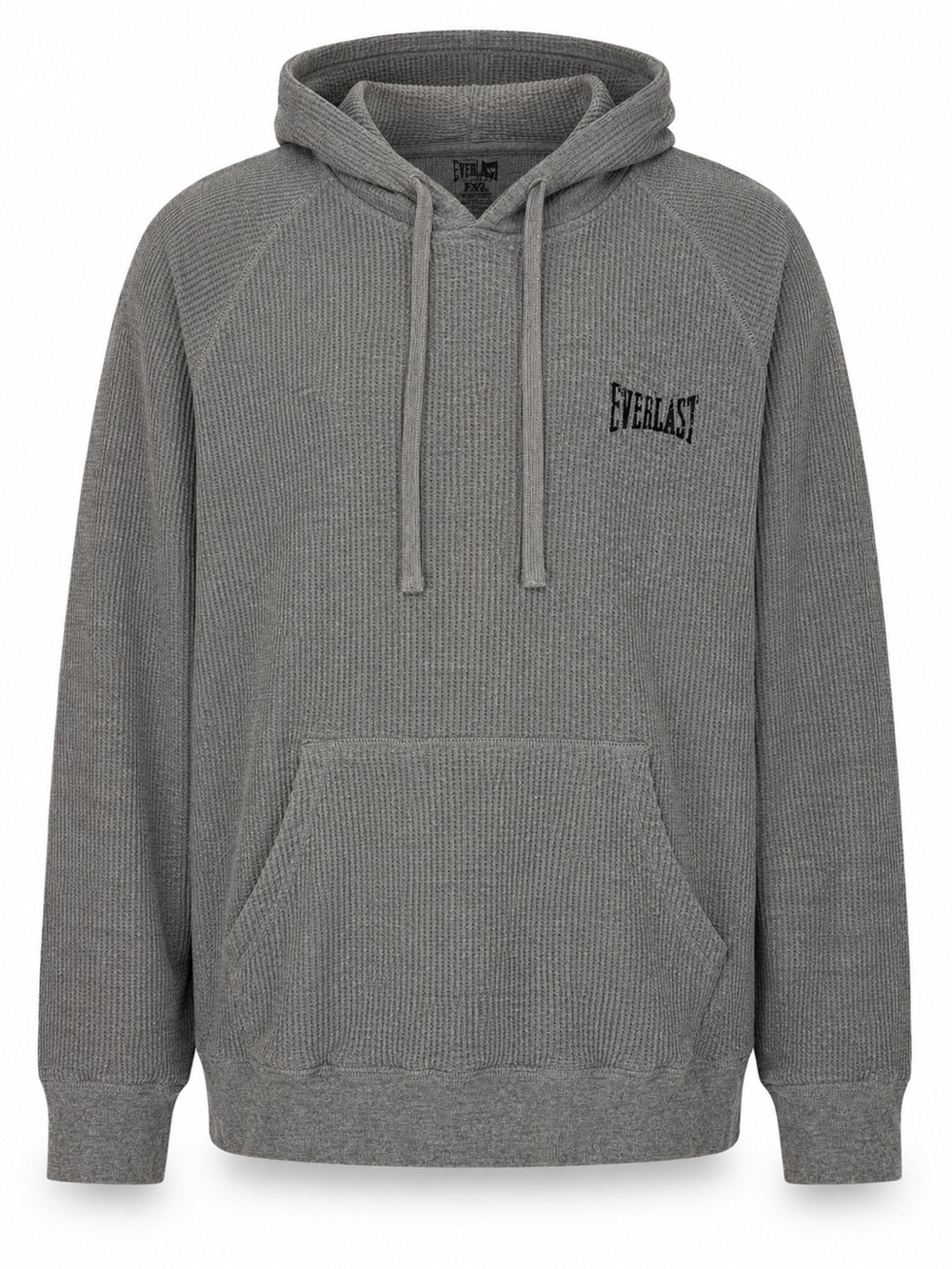 Everlast Waffle Knit Hoodie XXL Gray Pullover Athletic Casual Oversized